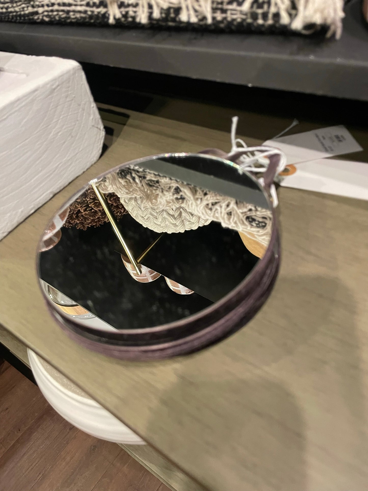 Small Velvet Trim Mirror