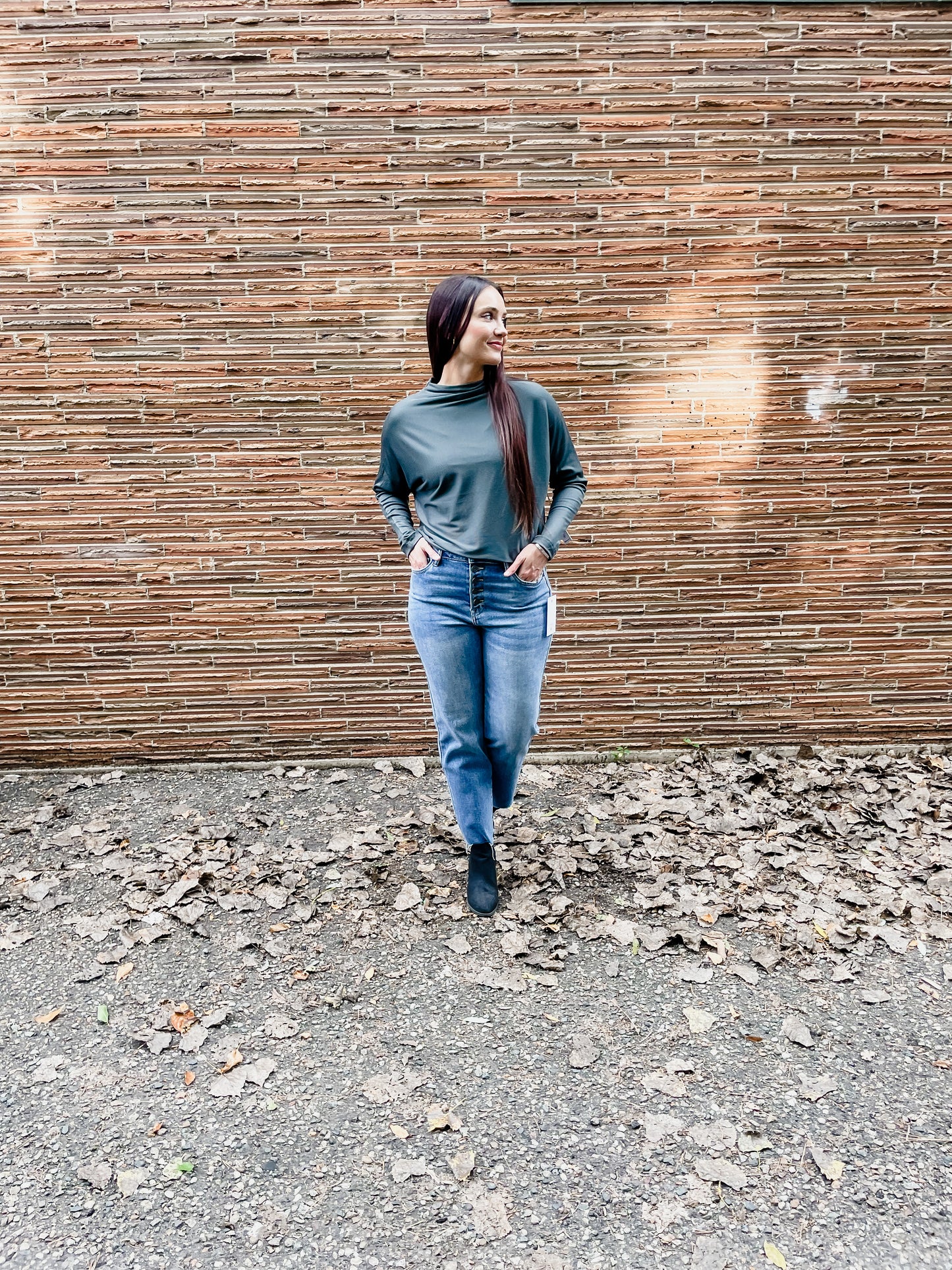 Ribbed Mockneck Knit Top
