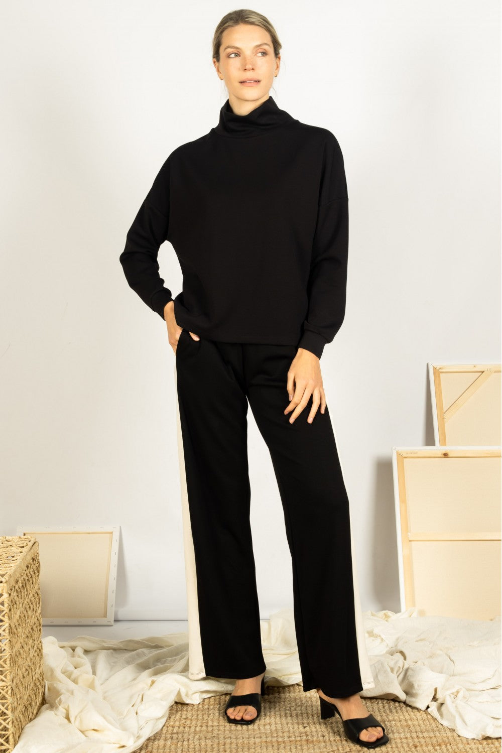 Scuba Modal Long Sleeve Cowl Neck
