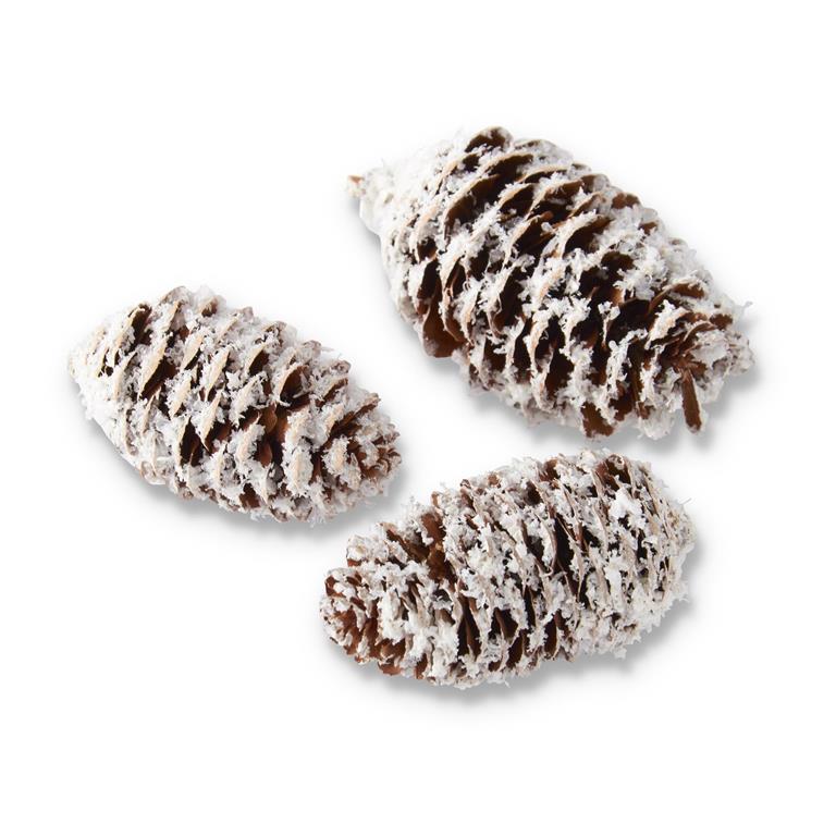 Glittered Flocked Long Pinecones