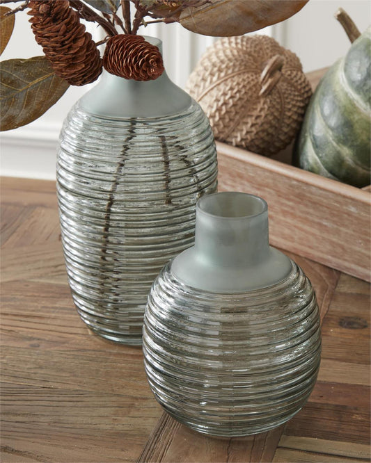Frosted Ribbed Neck Vase