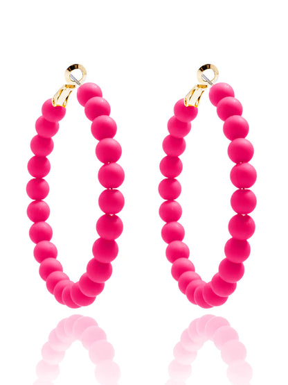 Medium Hoop Matte Bead Earrings