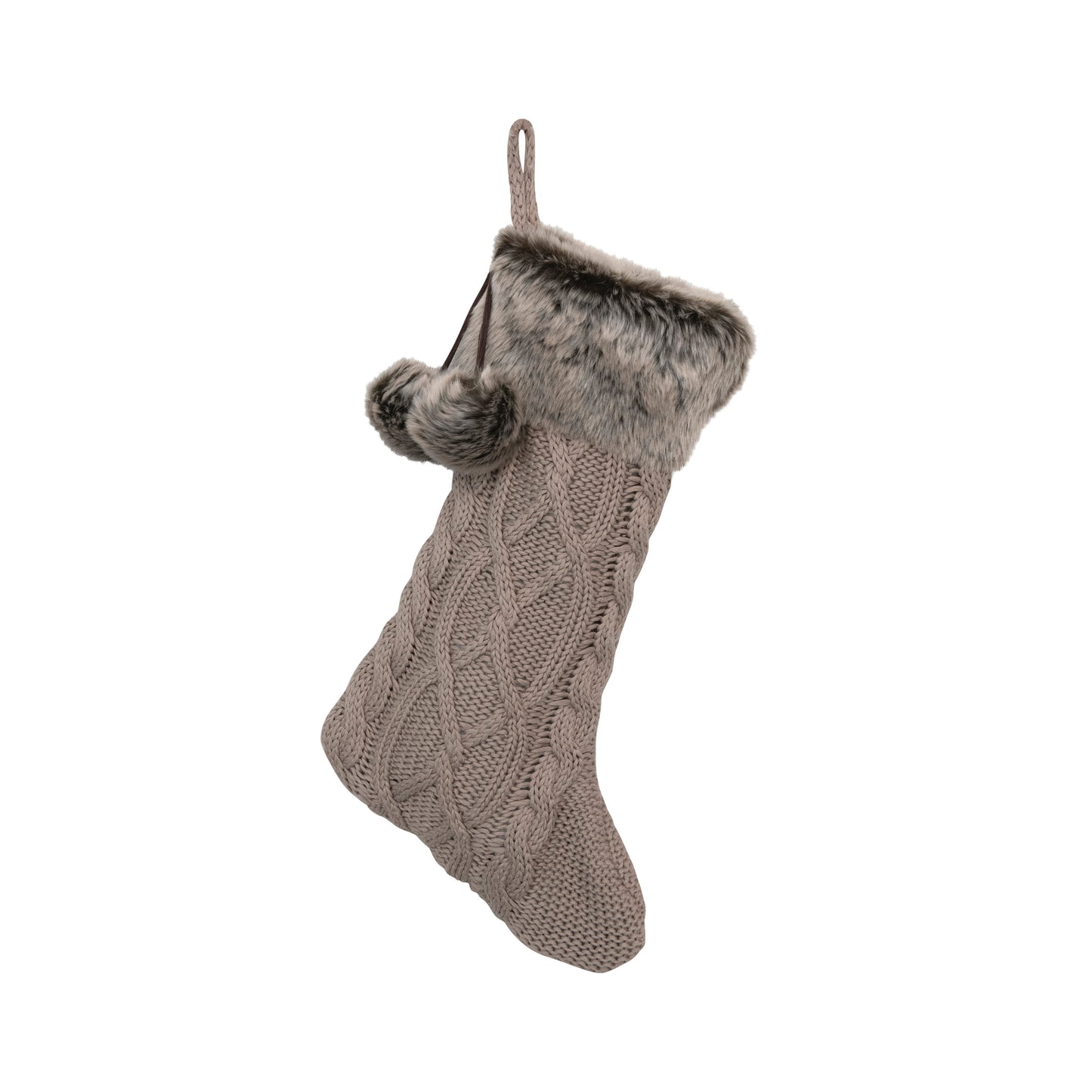 Cotton Knit Stocking w/ Faux Fur
