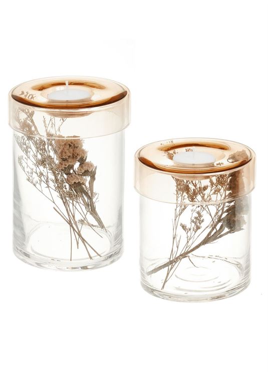 Glass Dry Flower Candle Holder