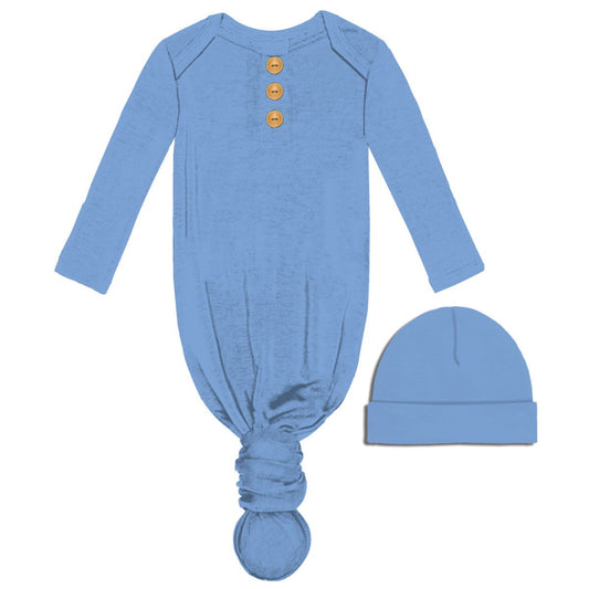 Blue Infant Gown & Beanie Set