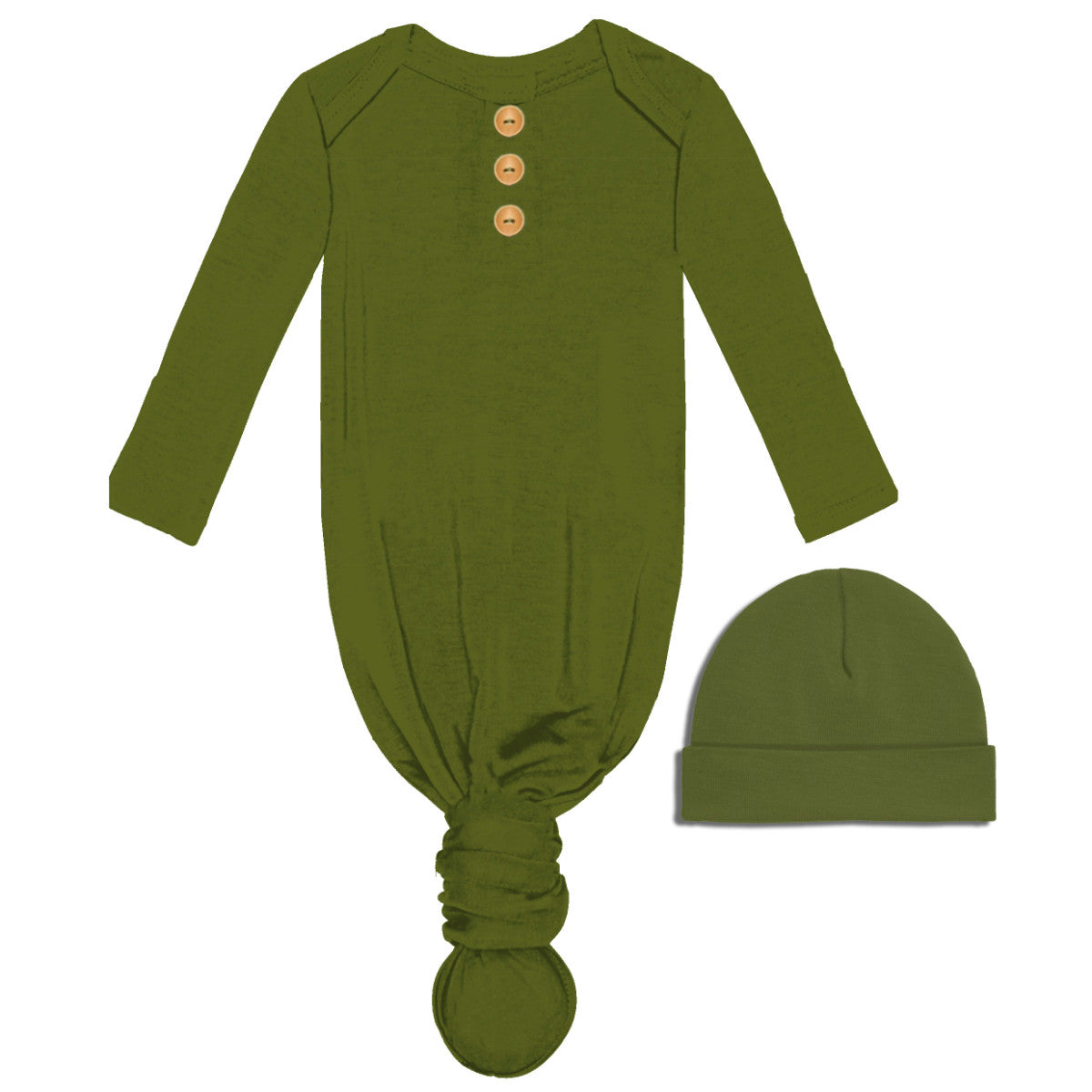Green Infant Gown & Beanie Set