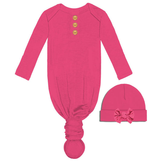 Pink Infant Gown & Beanie Set
