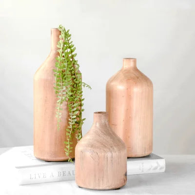 Small Wood Bottle Vase